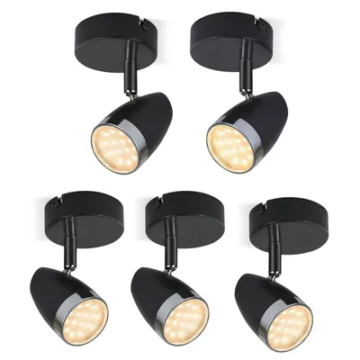 Produktbild von ZMH LED Deckenstrahler 1 Flammig 5er Modern 4W Schwarze schwenkbar 350° Deckenleuchte Warmweiß 3000 K für Küche Wohnzimmer Esszimmer Flur