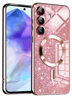 Produktbild von Techsuit Luxury Glitter Back Cover Hülle mit MagSafe für Samsung Galaxy A55 - Roségold