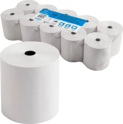 Obrázok produktu pre Exacompta 43706SE 10 balení termopapierových roliek 1-vrstvový, šírka: 80 mm, dĺžka 72 m, priemer jadra: 12 mm 48 g/m² termopapierová rolka do registračnej pokladnice