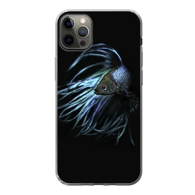 Produktbild von MuchoWow® Handyhülle Schutzhülle Hülle für iPhone 12 Pro Max Fisch - Schwanz - Schwarz Silikon Softcase Handy Hülle - Hartschale