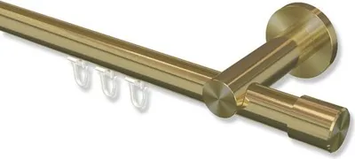 Produktbild von Interdeco Innenlaufstange, Gardinenstange mit Innenlauf Messing-Optik Modell Platon Santo, 20 mm Ø 1-läufig, 220 cm