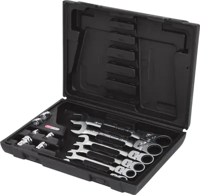 Zdjęcie produktu dla KS TOOLS Zestaw kluczy oczkowych z grzechotką 503.4867 stal chromowo-wanadowa 1300g