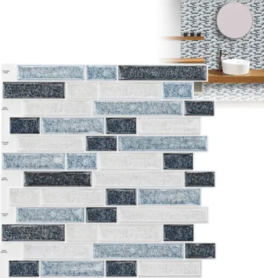 Obrázek produktu pro XMTECH 30×30 cm samolepicí dlaždice 10 kusů, kuchyňské samolepicí dlaždice koupelna, PVC metro dlaždice samolepicí dlaždice Imitace (typ 8)