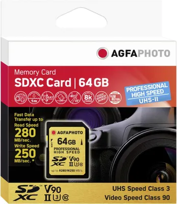 Obrázok produktu pre AgfaPhoto 10621, 64 GB, MicroSDXC, Trieda 10, UHS-I, 280 MB/s, 250 MB/s