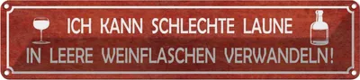 Immagine prodotto di vianmo Insegna di latta 10x46 cm schlechte Laune in Weinflaschen