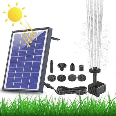 Productafbeelding van Drijvende fontein op zonne-energie met 6 fonteinstijlen en 1500 mAh batterij voor tuin en vijver