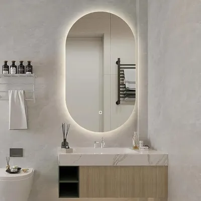 Obrázek produktu pro LED zrcadlo do koupelny, oválné, rozměry 50 × 100 cm, moderní design