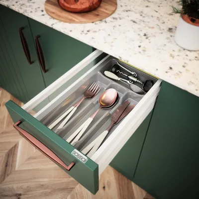 Produktbild von Sossai Besteckeinsatz Divio für Schubladen 30cm | 23 x 43 cm | Anthrazit Besteckkasten Schubladeneinsatz