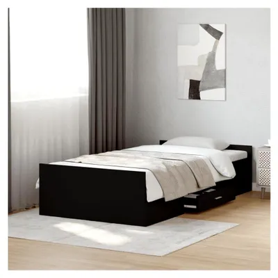 Produktbild von Bettgestell mit Schubladen, schwarz, 90x190 cm