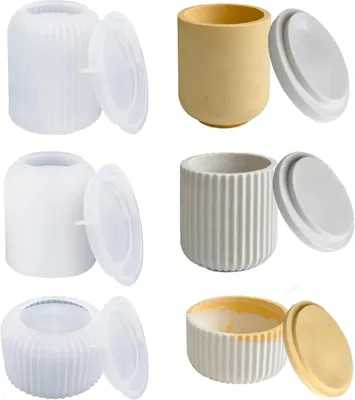 Produktbild von 3 Stück Kerzenglas-Formen mit Deckel Silikonform Kerzenhalter Harz Kerzenbecher Silikon für DIY Kerzen Deko Vase,DIY Handwerk Home Dekor