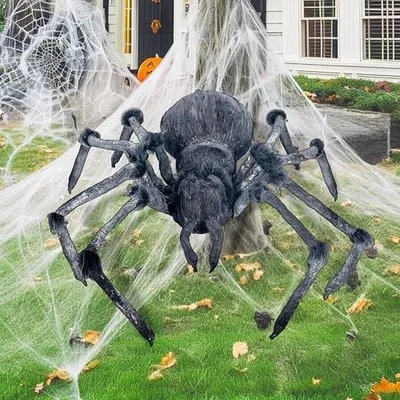 Zdjęcie produktu dla Pająk gigantyczny halloween dekoracja podwórka czarny 114 cm