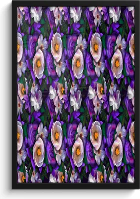 Produktbild von MuchoWow® MuchoWow® Gerahmtes Poster Blumen - Lila - Muster 40x60 cm - Poster mit zchwarzem Bilderrahmen - Papierdruck - Wandbilder
