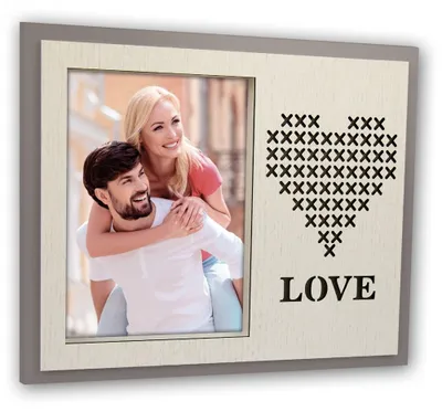 Produktbild von Hochzeit Holz Bilderrahmen rechteckig braun für 13x18 cm