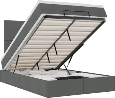 Image de vidaXL Lit ottoman avec matelas gris foncé 120x200 cm Tissu