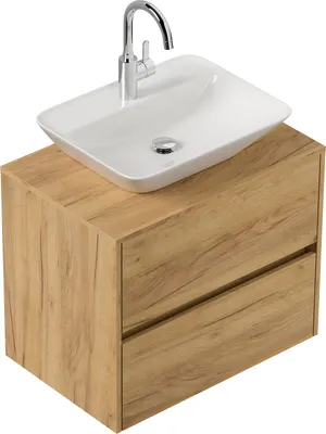 Produktbild von Badmöbel Taifun 80cm mit modernem Aufsatzwaschbecken eiche gold : Eiche Gold