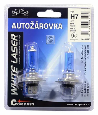 Produktbild von Kompass Birne 12V H7 55W PX26d WEISS LASER Blase 2ks