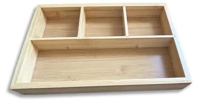 Bambus-Schubladen-Organizer 30x20x4 cm, 4 Fächer