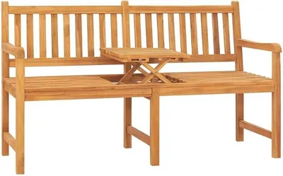 Imagen del producto de Banco de jardín para 3 personas con mesa, de 150 cm, fabricado en madera maciza de teca