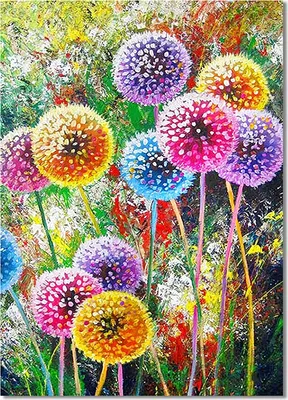 Obrázek produktu pro Obrazy s diamanty (30 cm x 40 cm), sada na výšivku s diamanty 5D, kompletní sada pro dospělé, ideální jako dárek a dekorace na zeď, motiv: pampeliška
