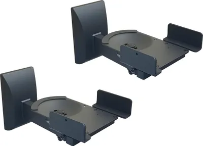 Image de Support mural pour enceintes Relaxdays, lot de 2, orientable et inclinable, support pour enceintes, home cinéma, salon, acier, noir
