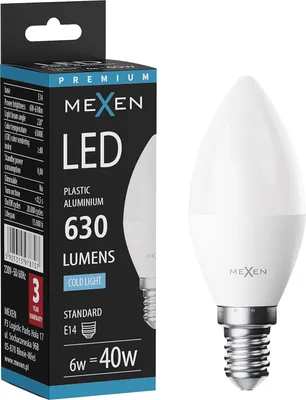 Obrázek produktu pro Mexen Nova LED žárovka E14, C37, 6W, Studená - 6500K, 630 lm - L102-E14-0665-01