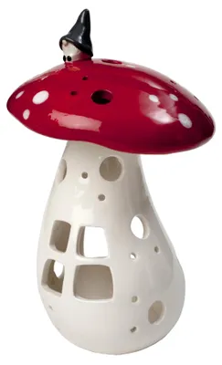 Image de Nääsgränsgården - Lanterne décorative en forme de champignon avec un lutin - 21 cm