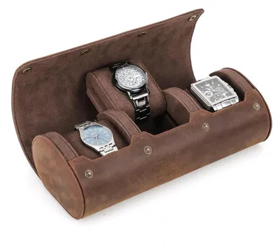 Immagine prodotto di Custodie per orologi in pelle, set da 3, colore marrone