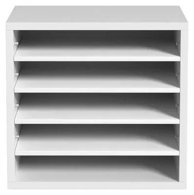 Productafbeelding van Bureauorganizer voor documenten, 355 x 305 x 330 mm, 5 compartimenten, hoogte verstelbaar van 2,3 tot 5,6 cm, geschikt voor A4-papier, gemaakt van kunststof