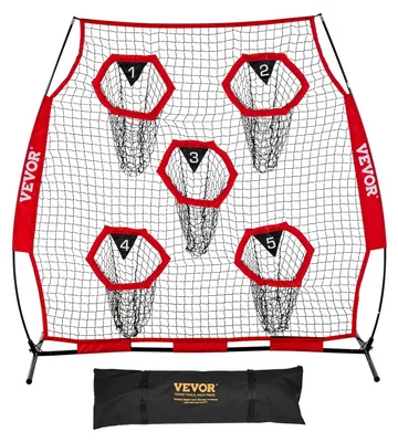Produktbild von VEVOR Fußballtrainer Wurfnetz Übungsnetz (208 x 91 x 189 cm) mit 5 Zieltaschen & tragbarer Aufbewahrungstasche & Gurten & knotenlosem Netz