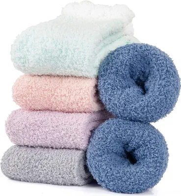 Produktbild von 5 Paar Flauschige Kuschelsocken für Damen - Premium Dicke Winter Warme Bettsocken, Thermo, Hohe Elastizität, Super Weich, Kein Vergossenes Flaum, EU-Größe 35-41