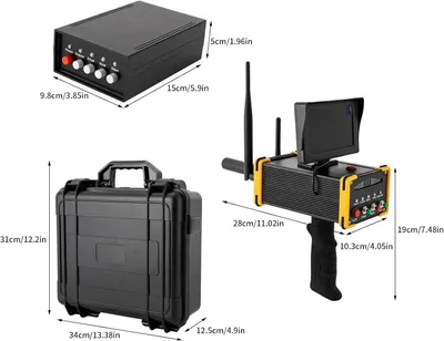Image de Détecteur de métaux professionnel pour l'or - Détecteur d'or portable - Écran LCD - Rechargeable - Grande précision de détection souterraine - Fonctionne sur batterie - Noir