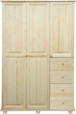 Produktbild von Schlafzimmer - Kleiderschrank Kiefer Massivholz natur - Abmessung 195 x 135 x 59 cm (H x B x T)