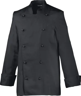 Produktbild von Damenkochjacke Langarm, tailliert, Fb. schwarz, Gr. XL : XL : 65% Polyester 35%Baumwolle 220 g/m² : schwarz