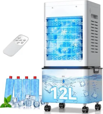 Productafbeelding van Mobiele Airco - Ventilator Luchtkoeler - Ruimte Koelen - 3-in-1 Functie - 22x26x58 cm - Wit