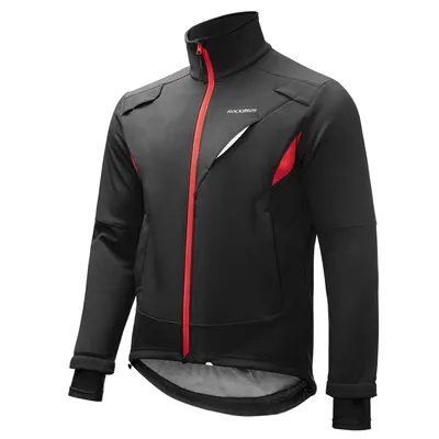 A black and red cycling jacket shown from the front.