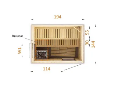 Produktbild von FinnTherm Innensauna Saunakabine Miranda 2 Sitzbänke Wandstärke 40 mm