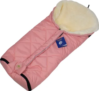 Produktbild von Lammfell Fußsack ESKIMO für Kinderwagen und Buggy Rosa Vollfell