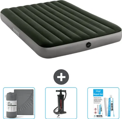 Produktbild von Intex Luftbett – 2 Personen – 152 x 203 x 25 cm – Grün – im Lieferumfang enthalten Spannbettuch - Pumpe en Reperaturset