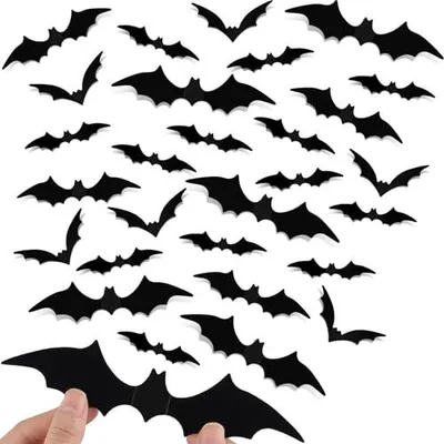 Zdjęcie produktu dla Naklejki nietoperze halloween 3D czarne PVC dekoracja ścienna zestaw 36 szt