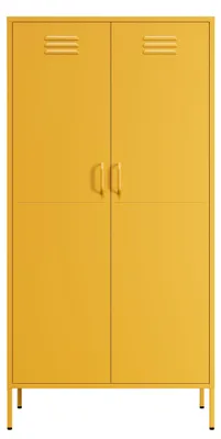 Image de Lendo Online Armoire Vestiaire 90x50x180 cm Métal Jaune