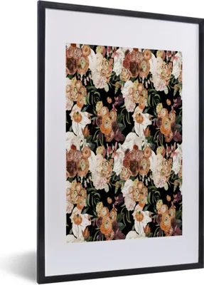 Produktbild von MuchoWow® MuchoWow® Gerahmtes Poster Blumen - Rosen - Pastell 40x60 cm - Poster mit zchwarzem Bilderrahmen - Poster in Rahmen