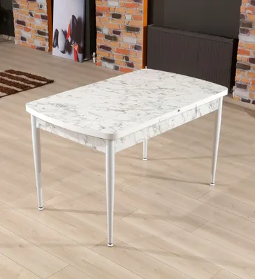 Produktbild von Skye Decor, Trend Carrara, Ausziehbarer Esstisch, Weiß, 100 % MELAMINBESCHICHTETE SPANPLATTEN, 132 x 76,5 x 79 cm