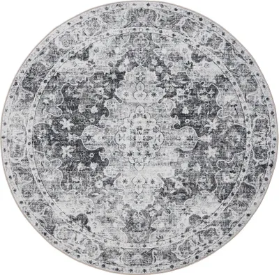 Produktbild von benuta Waschbarer Vintage Teppich George Anthrazit ø 120 cm rund Wohnzimmerteppich Schlafzimmer weich orientalisch