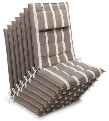 Produktbild von Beautissu 7er Set Sun-HL Hochlehner Auflage 120x50x8cm Beige-Weiß-Gestreift