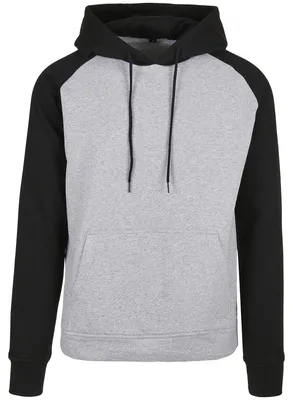 Produktbild von Build Your Brand - "Basic" Kapuzenpullover für Herren, Raglanärmel TN3021 (XL) (Grau meliert/Schwarz)