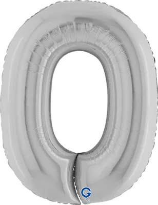Produktbild von Karaloon silberner Ballon Zahl 0 aus aluminiumbeschichteter Folie