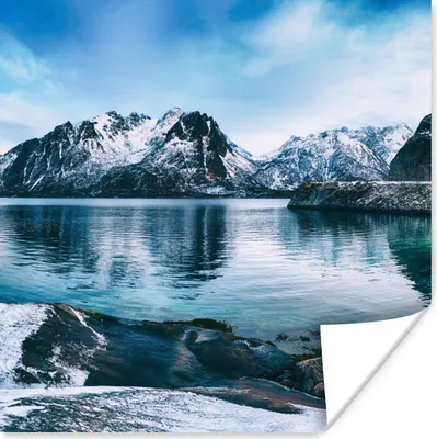 Produktbild von MuchoWow® Poster Winter - See - Berg - Schnee 100x100 cm - Babyzimmer