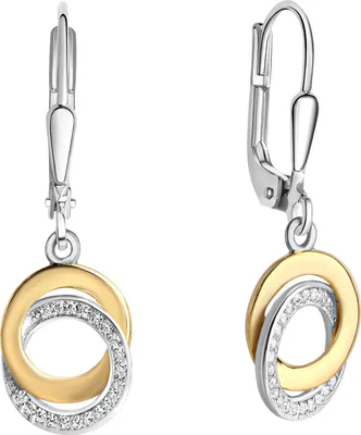 Produktbild von Celesta Silber Ohrring 925 Silber 2farbig mit Zirkoniasteinen