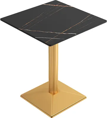 Zdjęcie produktu dla Meble gastronomiczne Stół do jadalni Stół kuchenny do jadalni Stół do salonu Stół bistro Sinterstein czarno-złoty 2 60*60*75 cm