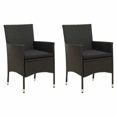 Immagine prodotto di Set di 2 sedie da giardino con cuscino in polyrattan nero